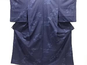 東京ますいわ屋　花模様織出し手織り紬単衣着物